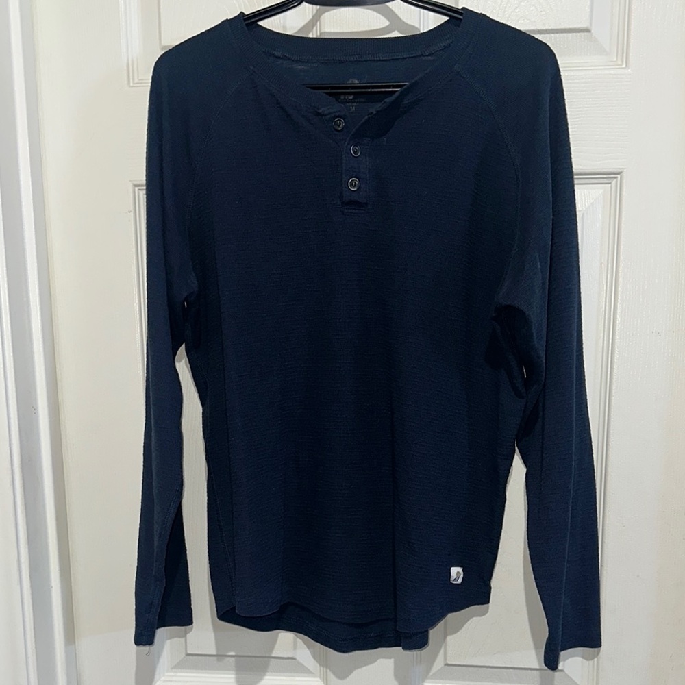 Men's Navy Long Sleeve Henley Shirt